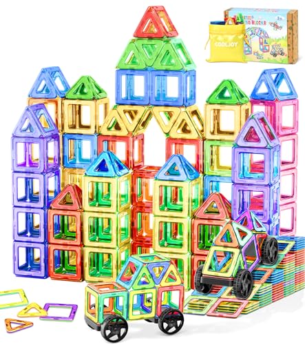 COOLJOY Magnetische Bausteine 50 Teile, Magnetspiel STEM Magnetbausteine, Montessori Spielzeug ab 2 Jahre, Magnete Kinder ab 3 4 5 6 7 Jahren für Jungen und Mädchen