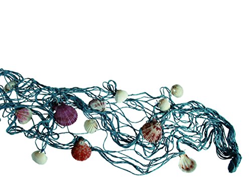 Out of the blue 830051 Blaues Fischnetz mit Muscheln circa 100 x 200 cm im Polybeutel zum Aufhängen