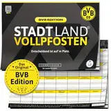 DENKRIESEN - Stadt Land VOLLPFOSTEN® - BVB Edition - 'Entscheidend ist auf'm Platz.' - DIN A4 Spielblock | ab 9 Jahren | 50 Blatt | BVB-Fanartikel | Borussia Dortmund | Fußballfans | Quiz