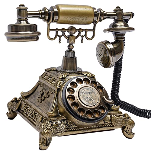 Retro Telefon Haustelefon Vintage Antik Tischtelefon Festnetztelefon mit Wählscheibe für Festnetz Tisch Retrotelefon für Büro, Café, Bar, Schlafzimmer, Dekoration
