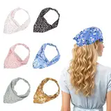 JIYIN Blumen-Kopftuch für Mädchen, 6 Stück Dreieck-Kopftuch Boho Damen Stirnbänder Elastische Haarband Headwear Turban Mode Haar Zubehör Für Mädchen(Farbe 2)