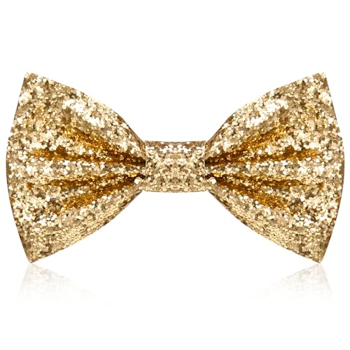 patinadrift Glitzer Fliege Herren Pailletten Fliegen für Männer Glitzer Accessoires Kostümzubehör Verstellbare Bow Tie für Hochzeit Karneval Fasching Halloween Motto Party Kostüme (Gold)