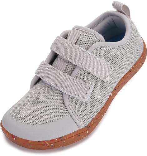 WHITIN Barfußschuhe Kinder Barfussschuhe Jungen Mädchen Breite Weit Barfuß Barfuss Schuhe Barefoot Shoes Sneaker Walkingschuhe Traillaufschuhe Hellgrau 34 EU