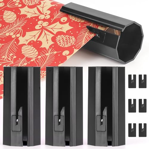 MOOKLIN ROAM Geschenkpapier Schneider für Rollen, 3 Pack mit 6 Ersatzklingen, Wrapping Paper Cutter Roll Papier Schneidegerät für Kraftpapier-Rolle Geschenk-Verpackung, Weihnachtsgeschenkpapier