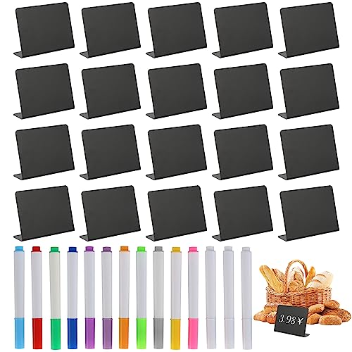 Kunststoff Buffet Schilder 20 Stück Mini Kreidetafel Set V-Form Kreidetafel Klein Kreidetafeln Zum Beschriften Preisschilder Aufsteller für Hochzeit,Party,Essen,Food