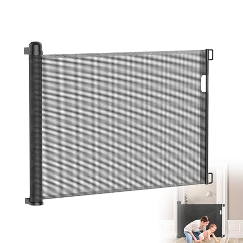 TATIVALO Treppenschutzgitter Ausziehbar 0-150cm Schwarz, Treppenschutzrollo Türschutzgitter für Babys und Haustiere, Schutzgitter Treppen für Kinder