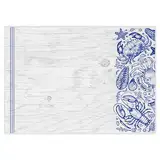 100 Tischunterlagen mit Maritim-Motiv I DIN A3 eckig I Strand I Meerestiere I Fische I Platz-Set aus Papier I trendiges Design I Einweg Tischset I blau und weiß I Gastronomie und Haushalt I dv1028