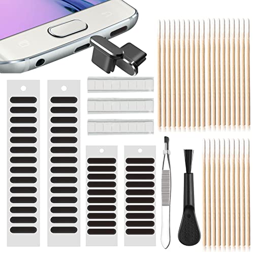 zhuhuaph 105 Stück Handy Reinigungsset, Universal Handy Staubschutz Net Stickers und Staubschutzstecker Kompatibel Type C