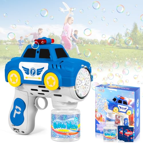 AQXONG 12 Löcher Seifenblasenpistole, Seifenblasenpistole mit LED Licht, 4000+ Blasen/Minute, Automatische Seifenblasenpistole mit 100ML Seifenblasenlösung Geschenk für Kinder/Geburtstag/Party