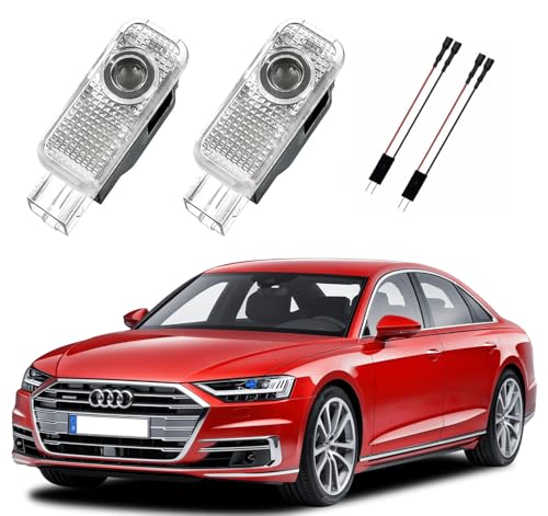 AutoQi Willkommenslicht für Audi A2 A3 A4 A5 A6 A7 Q2 Q3 Q4 Q5 Q7 TT LED Ringe Projektor Einstiegsbeleuchtung Logo Laser Türlicht, 2 Stk