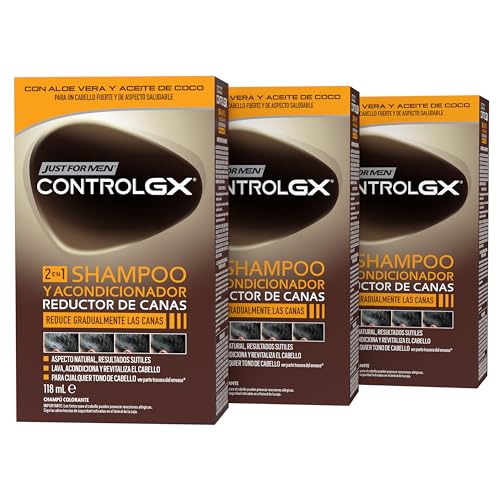 Just For Men Control GX Shampoo und Conditioner für graues Haar, reduziert schrittweise und dauerhaft graue Haare bei jeder Wäsche, für alle Farbtöne, 118 ml, 3 Stück