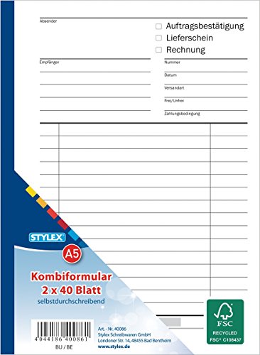 Multifunktions-formular (Lieferschein, Rechnung, Auftragsbestaetigung * Selbstdurchschreibend * A5)