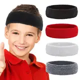 Yolev 4 Stücke Sport Stirnband für Kinder Haarband Jungen Schweißband Schweiß Headband Stirnband Stirn Schweissband Basketball Anzug Sport Männer Frauen Schweißband