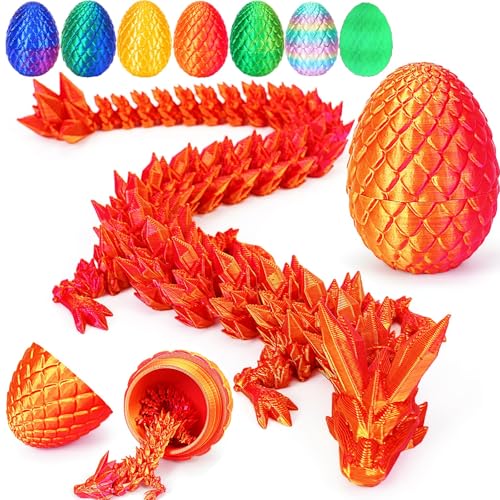 Merrwon 3D-Gedruckter Drache (28,5 cm) mit Drachenei - Kreative Spielzeug und Deko, Laserrot
