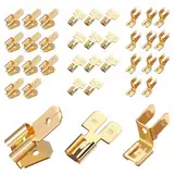 36stk Elektrische Steckverbinder Set, Einschließlich 12stk Flachsteckverbinder Doppel 12stk Piggyback Flachstecker 12stk Stuhlklemmenadaptern Messing Klemmenset