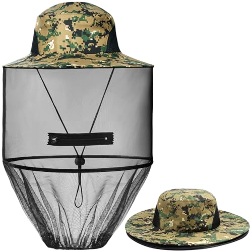 AOGOE Head Net Face Mesh Head Cover, Hut Mit Moskitonetz, Moskito Kopfnetz Net Kopfschutz-Netz für Optimale Sicht, Waschbar, Moskitonetz Hut für Outdoor Lovers,Klettern,Angeln, Imkerei(Grün)
