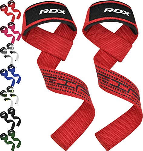 RDX Zughilfen Krafttraining Lifting Straps, 60CM Lang Profi Gym Bodybuilding Kreuzheben Gewichtheben Zubehör, 5MM Gepolstert Handgelenkschutz Griff, Fitness Powerlifting Deadlift Grip, Männer Frauen