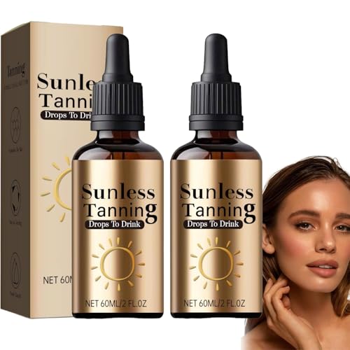 Bräunungstropfen zum Trinken,2Stück Sunless Tanning Drops, Bronzing Bräunungsöl Selbstbräuner Tropfen, Tanning Drops zur Natürlichen Steigerung des Melanins, Verbessern Ihren Hautton