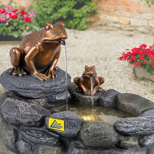 Gartenbrunnen Brunnen Zierbrunnen Zimmerbrunnen Springbrunnen Brunnen mit LED-Licht 230V Wasserfall Wasserspiel für Garten, Gartenteich, Terrasse, Balkon Sehr Dekorativ (Teich-König)