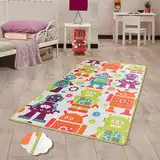 Bosdela Kinderteppich - und Babyteppiche – Vielfältige Designvariationen für jeden Spielraum 100x160 cm Roboter – rutschfest, pflegeleicht und hypoallergen, ideal für Kinderzimmer & Spielbereiche