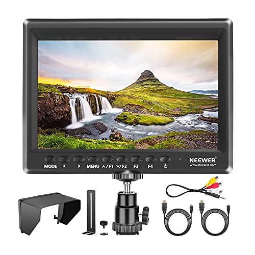 Neewer F100 7-Zoll 1280x800 IPS Bildschirm Kamera Feldmonitor unterstützt 4k-Eingang HDMI Video für DSLR Spiegellose Kamera Sony A7S II A6500 Panasonic GH5 Canon 5D Mark IV (Batterie Nicht enthalten)