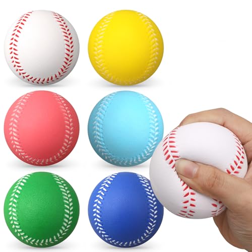 Dilabnda 6 Softbälle Baseball Set für Kinder 3-5 Erwachsene, Baseballschläger für Baseball Partyzubehör Mottoparty, Stressball Paket für Handtherapie Übungen, Indoor/Outdoor Sport Spielzeug Geschenke