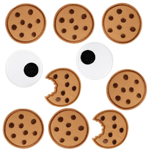 BOFUNX 10 Stücke Keks Aufnäher Cookie Patches zum Aufnähen Karneval Aufnäher Bügelbilder Applikation für Kleidung