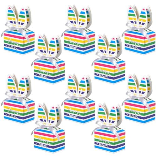 Geschenktüten Papier Ostern 10PCS,Ostereiersuche-Taschen Kreatives Ostern Easter Bunny Favor Boxen Papiertüten Geschenkverpackung Taschen Partyzubehör Multifunktionale Ostertaschen