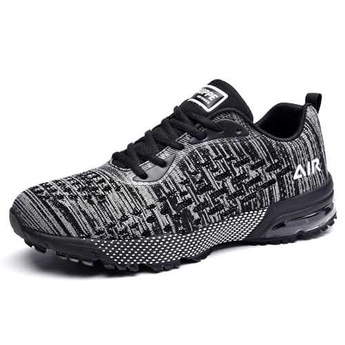 GOOBON Sportschuhe Herren Air Schuhe Laufschuhe Running Walking Sneakers Leichte Dämpfung Turnschuhe Schwarz 43 EU