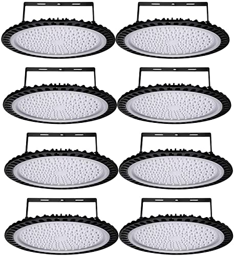 Omprar 8Stück 500W LED Strahler Industrielampe,50000LM UFO LED Werkstattlampe,Hallenstrahler 6500K Kaltweiß Hallenbeleuchtung, LED High Bay Licht für Garage Werkstätten Fabrikhallen