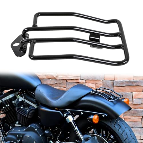 DREAMIZER Motorrad Hinterradgepäckträger, Motorrad Solositz Hinterradgepäckträger Kompatibel mit Harley Sportster XL 883 48 72 1200, 2004-2015, Schwarz