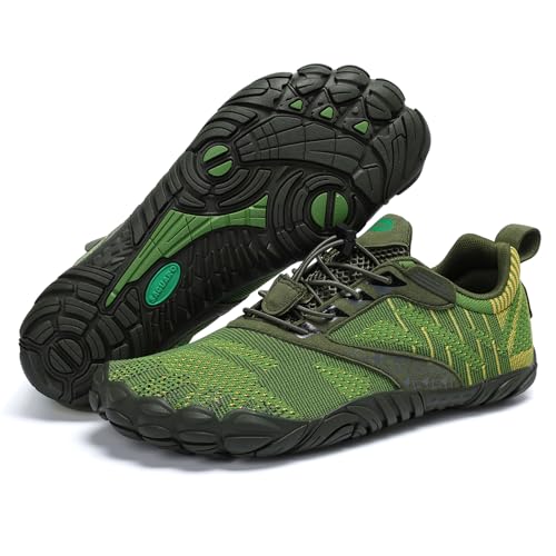 SAGUARO Barfußschuhe Herren Barfuss Schuhe Damen Knit Barfussschuhe rutschfest Zehenschuhe Barfuß Traillaufschuhe Barefoot Shoes Mit Breiter Zehenbox,Free Ⅰ - Barfußschuhe Grün,Gr.39