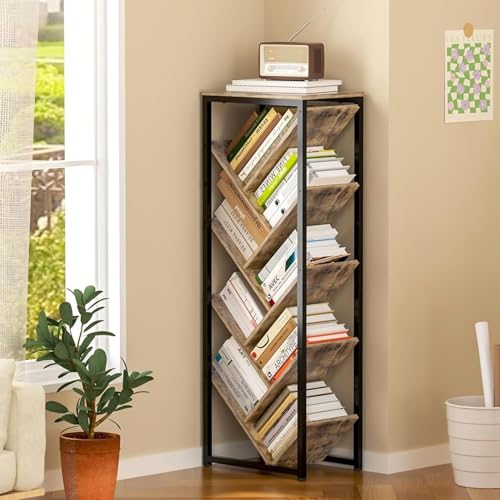 Baumförmiges Bücherregal – 9-stöckiges, bodenstehendes baumförmiges Bücherregal für gebundene Bücher, kleines Bücherregal für kleine Räume, Bücherregale, hölzerne Bücheraufbewahrungs- und -organisatio