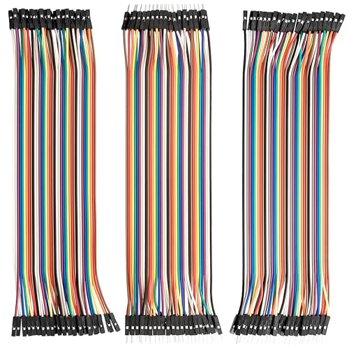 VoltMate Set 3er Set 40 Stk. 20cm Jumper Wire M2M | 3er Set 40 Stk. 20cm Jumper Wire F2M | 3er Set 40 Stk. 20cm Jumper Wire F2F | Kompatibel mit Arduino und Raspberry Pi Breadboard