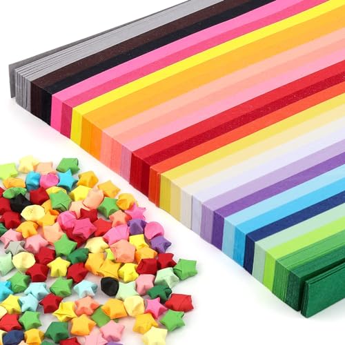 Kotkiddy 540 Streifen Origami Sterne Papierstreifen Package, Origami Papier Sterne, 27 Farben, geeignet für Bastelarbeiten in der Schule(Rainbow Colors)