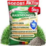 DÜNGEMEISTER Rasendünger für Ihren sattgrünsten Traumrasen - gesunder, dichter und sattgrüner Rasen sofort mit revolutionärer KI Formel - Langzeit NPK/Organisch Frühjahr/Sommer (5 kg)