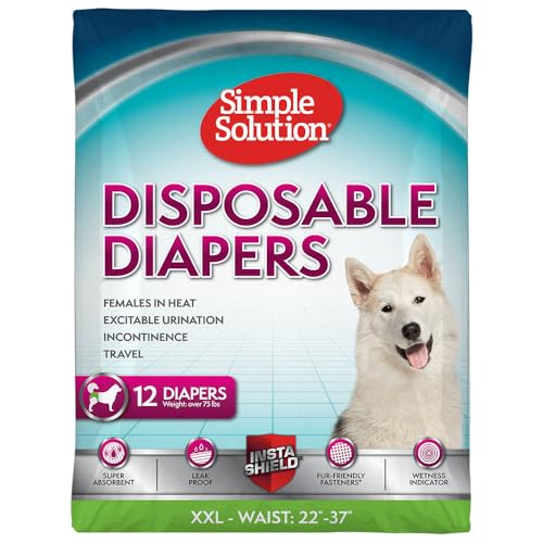 Simple Solution True Fit Einweg-Hundewindeln für Hündinnen, super saugfähig, mit Nässeindikator, XXL, 12 Stück