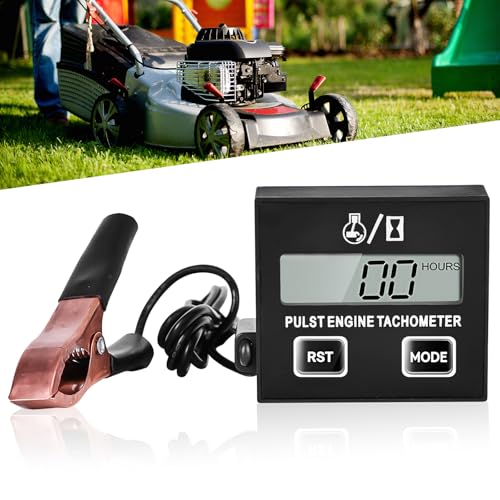 GOEDCH Digitaler Drehzahlmesser Induktiver Drehzahlmesser: Kleiner Motortachometer Wasserdicht mit Stundenzähler Batterie, 2/4 Takt Induktiver Drehzahlmesser für Kettensägen, Rasenmäher und Motorräder