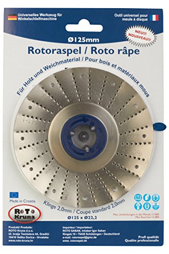 Rotoraspel 125 mm (Klinge 2,0 ; Mittel) Schleifscheibe 125x22mm für Holz, Kunststoff,Gummi