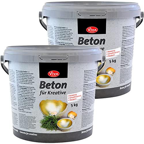 Viva Decor Beton für Kreative (Beton zum Gießen, 10 kg) kreativ basteln mit dem Bastelbeton zum Gießen - oder als Abformmasse für Deko