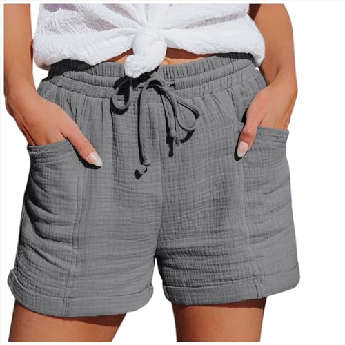 Kurze Hose Damen, Sweatshorts Damen, Frauen Einfarbig Stoffhose Leicht Casual Strandhose Strand Shorts Sweatpants Freizeithose Stoffhose Mit Taschen Beach Pants Outdoorhose