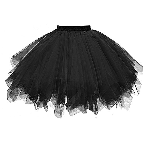 Tüllrock Schwarz,Black Swan Kostüm Damen, Tüllrock Damen Tütü Rock 50Er Ballett Unterrock Elastische Hohe Taille Ballettrock Petticoat Tanzkleid Karneval Kostüm Für 50Er Rockabilly Petticoat Faschings