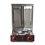 2 Brenner Gas Edelstahl Döner Kebab Maschine Dönergrill Tischgrill BBQ Grillofen Vertikale Broiler Gaskochmaschine Spinnen Döner Kebab Shawarma Gyro Grill 3000W