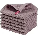 Jeorywoet Baumwollwaffelgewebeküchenschale Tücher, Ultra-weiche absorbierende Schnelltrocknungstücher, 12 x 12 Zoll, 6-Pack, braun,