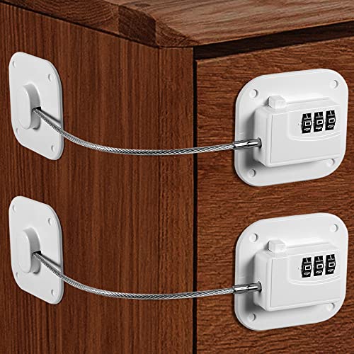 Yosemy Kindersicherung Schranksicherung Kühlschrankschloss mit Digitalem Passwort ohne Bohren 2 Stück Kühlschrank Schloss für Schubladen Schränke Kühlschrank Schublade (Weiß)