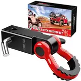 Nilight Schäkelkupplungsempfänger, 5,1 cm, 20,411 kg, Bruchfestigkeit, 1,9 cm D-Ring-Schäkel mit Anhängerkupplungsstift, strapazierfähig, solides Abschleppset für LKW, Jeeps, Off-Road