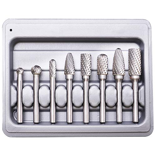 Wolframstahl Fräser, SPTA 8-Teilig Frässtifte 6mm Schaft Bit zum Holz Metall Marmor schnitzen, schleifen, gravieren usw, Bohren Tools, geeignet für Bohrmaschine, Multifunktionswerkzeug -CTBSET
