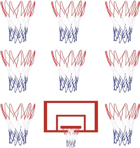 Mini-Basketballnetze, Ersatz für 20,3 cm - 26 cm Basketballfelgen mit 10 Schlaufen, Nylon, kleines Basketballkorbnetz für Kinder im Innen- und Außenbereich, 8 Stück