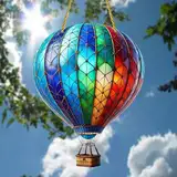 Heißluftballondekorationen, 20 cm Simulation Buntes Glas Heißluftballon Ornament, Acrylhängeballons für Garten Yard Home Dekorationen