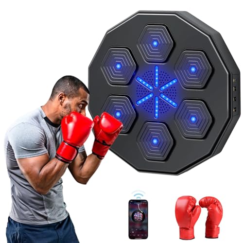 Bluetooth Musik Boxing Machine, Intelligente Boxmaschine Zur Wandmontage für Heimübungen Dekompression, Boxen Training Geräte mit Boxhandschuhen für Kinder, Erwachsene, Heimtraining, Fitnessstudio